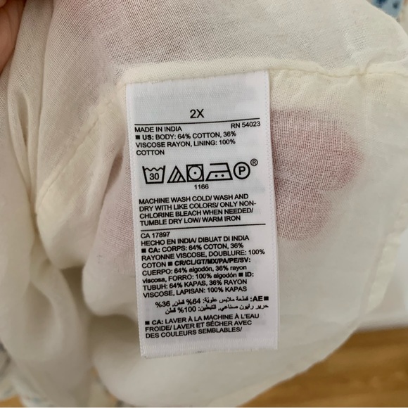 Old Navy Plus Cream/Blue Floral Ruffle Cami Dress Size 2X - Picture 5 of 10